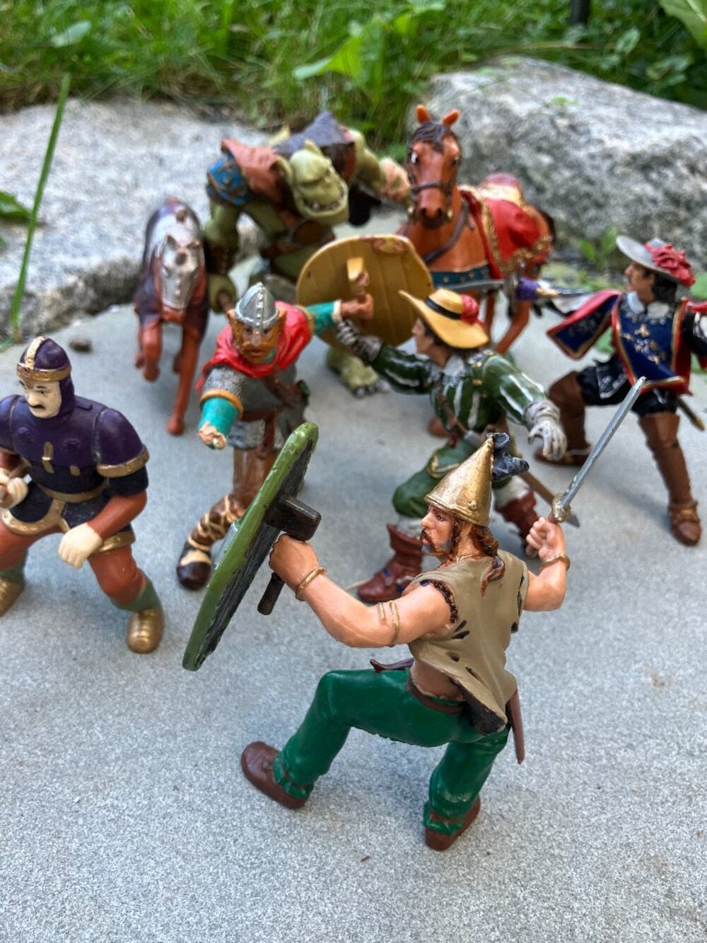Papo Fantasy Medieval Figure Lot 8 Knights Ogre Troll Horse PVC Collectibles